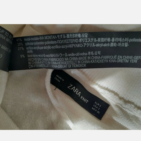 ZARA KNIT CREAM SWEATER OPEN BACK High Neck Long Sleeve Size S - Picture 3 of 4